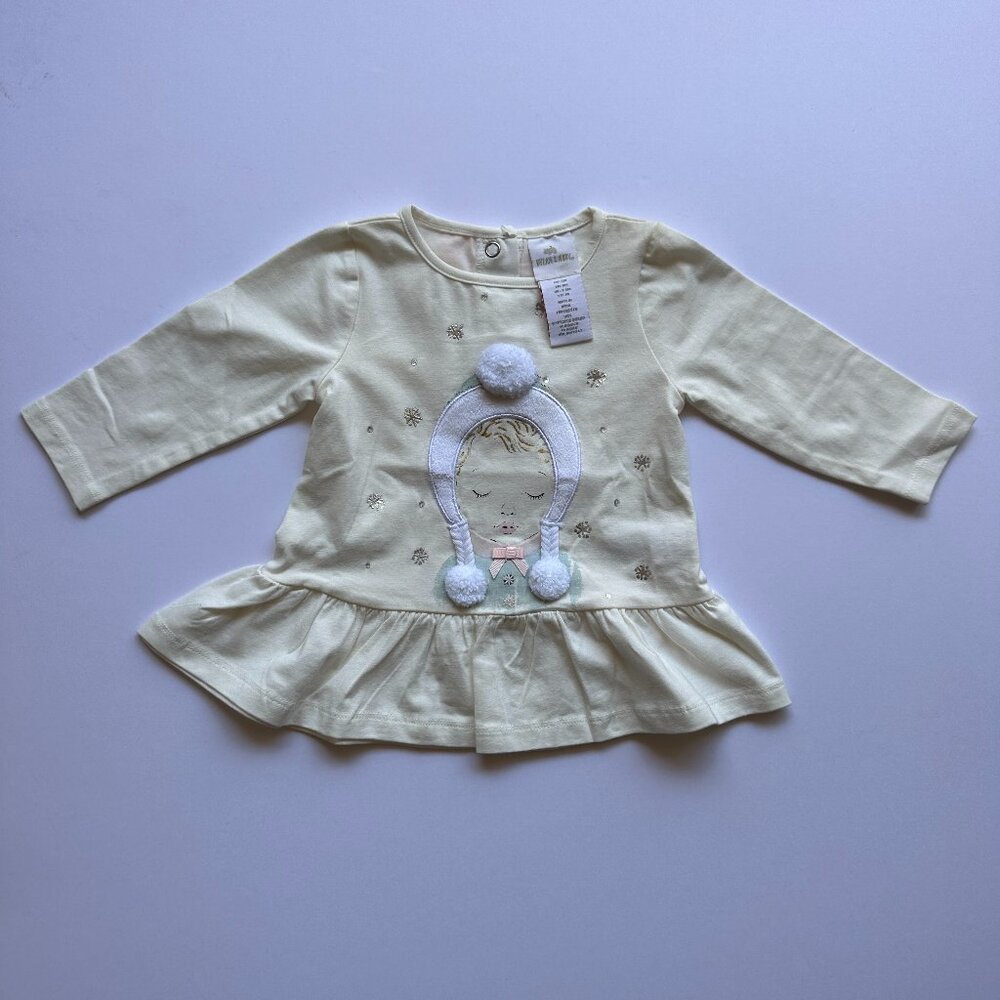 NWOT 6M Dylan & Abby Baby Girls Long Sleeve Dress with Pink Bow